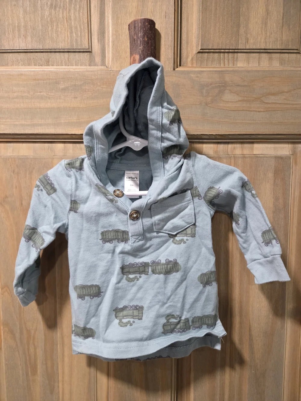 **BUNDLE & SAVE** Carter's Light Blue Hooded Long-Sleeve Shirt with Train